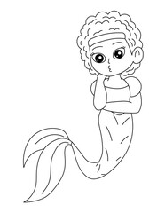 Mermaid Coloring Page for Kids – Cute Line Art Printable for Fun and Learning