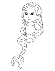 Mermaid Coloring Page for Kids – Cute Line Art Printable for Fun and Learning