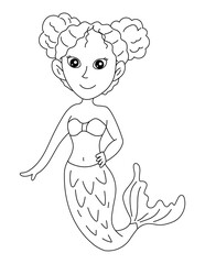 Mermaid Coloring Page for Kids – Cute Line Art Printable for Fun and Learning
