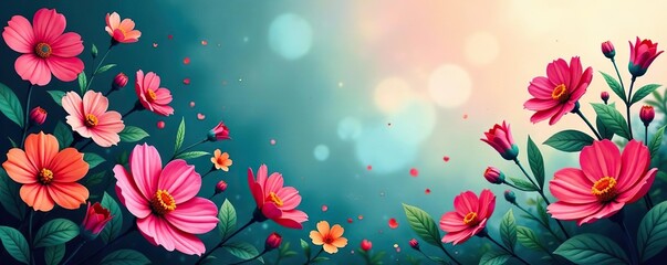 Vibrant and abstract plant background with colorful flowers and foliage, perfect for graphic design projects, wallpapers, and presentations,  presentations,  colorful