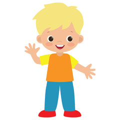 Cute little boy vector cartoon illustration