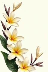 Vanilla flowers and hand-drawn tropical flora on isolated background, perfect for spice sweets or generative AI projects,  generative AI, stock photo