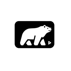 Fototapeta premium Modern minimalist bear logo in black and white with negative space design elements