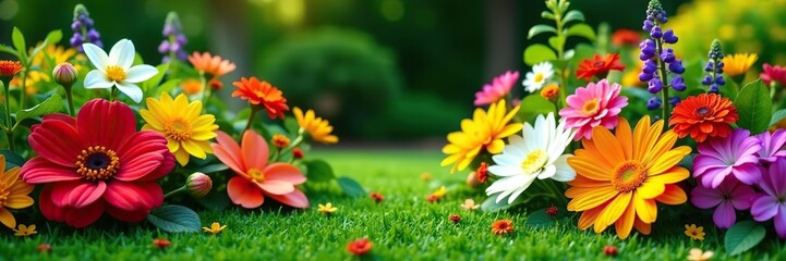 Various colorful flowers and plants arranged in a flower bed to enhance the beauty of the garden,  flower bed,  plants
