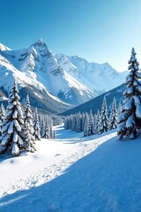 Snow-covered mountains and pine trees at El Colorado ski resort in Chile,  travel,  mountains
