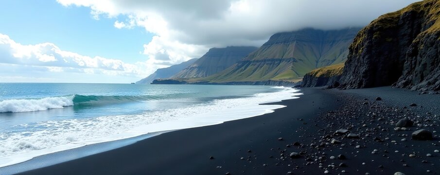 Scenic view of rugged lava beaches and cliffs at Cape Palliser, New Zealand,  North Island,  rugged