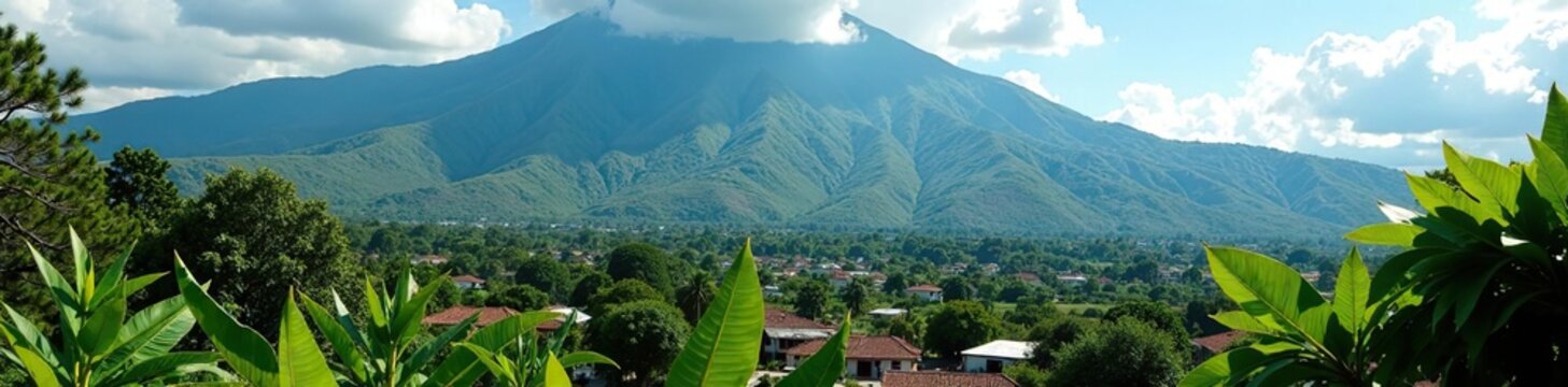 Scenic view of Sierra Maestra Mts towering over the rustic village of El Mulato, Cuba,  el mulato village,  tranquil