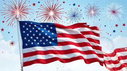 Obraz premium American Flag & Fireworks,Patriotic Design for Independence Day Event