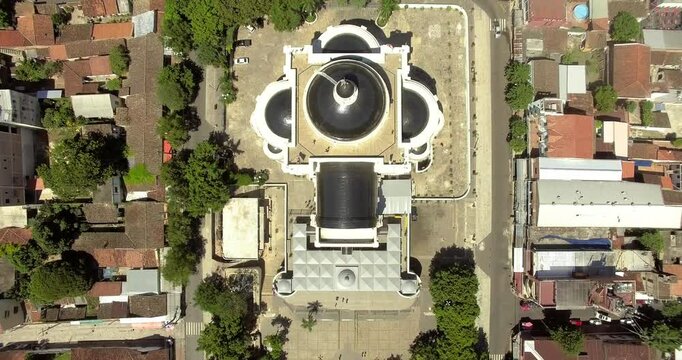 Aerial view of a historic domed church Basilica of Our Lady of Caacupe