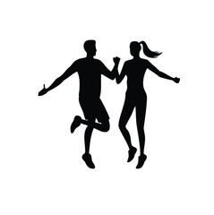 aerobics, dance, fitness, group workout, exercise, silhouette, cardio, women, choreography, team, synchronized, active, gym class, healthy, movement, jumping, coordination, energy, black silhouette, s