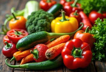 vibrant spectrum fresh vegetables color arrangement capturing palette health benefits, input, garden, tomato, pepper, bell, cabbage, zucchini