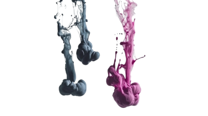 Vibrant swirling blue and pink paint in motion, creating an artistic and dynamic display against a dark backdrop.