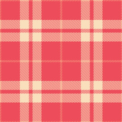 Cool coral pink Seamless Tartan with Cool light peach accents Fabric Design