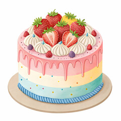 Vanilla cake dessert with strawberry on top