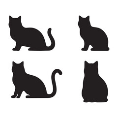 set of cats silhouettes