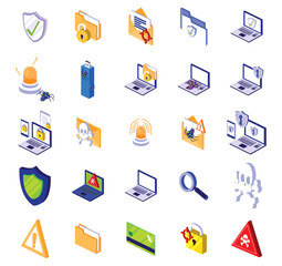 Set of cybersecurity vector icons with a white background