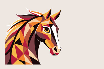 Geometric polygonal silhouette of horse head. Banner of the Year of the Horse. Greeting card. Illustration.