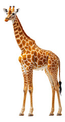 Obraz premium Giraffe standing gracefully on a white background with an isolated transparent outline Generative AI