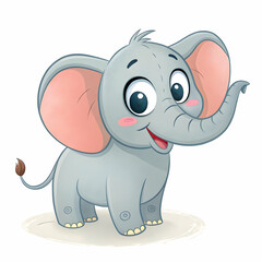 Fototapeta premium Cute simple elephant cartoon isolated