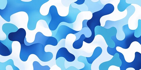 Blue waves and spots in camouflage. Abstract banner template for backgrounds, wallpapers and backdrops in summer, marine style with space for text