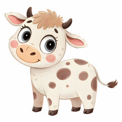 Cheerful Cartoon Cow Standing Happily