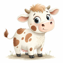Cheerful Cartoon Cow Standing Happily