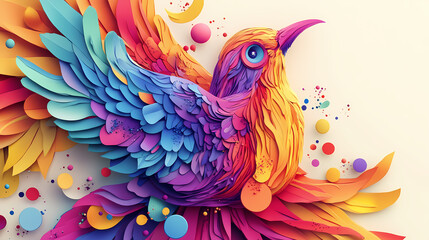 Obraz premium Paloma de papel colorida. Wasted Dimension. Illustration