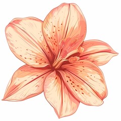 Delicate lily illustration soft peach petals intricate details botanical elegance spring bloom highlight.