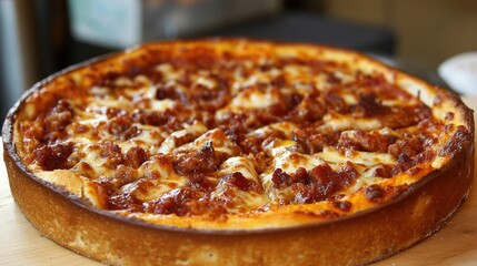 Delicious looking, hot, gourmet pizza