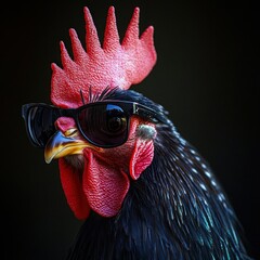 Cool Rooster Sunglasses Farm Studio Portrait