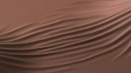 Blank brown fabric material crumpled mockup, side view