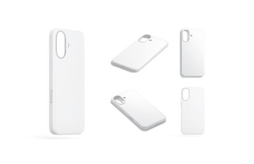 Blank white phone case mockup, different views