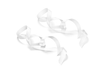 Blank white satin and organza ribbon mockup, isolated
