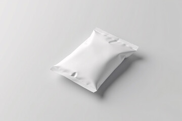 Naklejka premium white packaging pouch set against a plain gray background