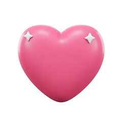 Pink Heart 3D icon symbol vector transparent no background