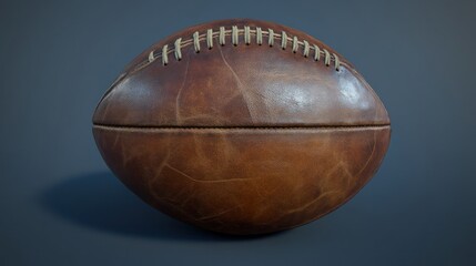 Vintage leather football, studio shot, aged, neutral background, sports history