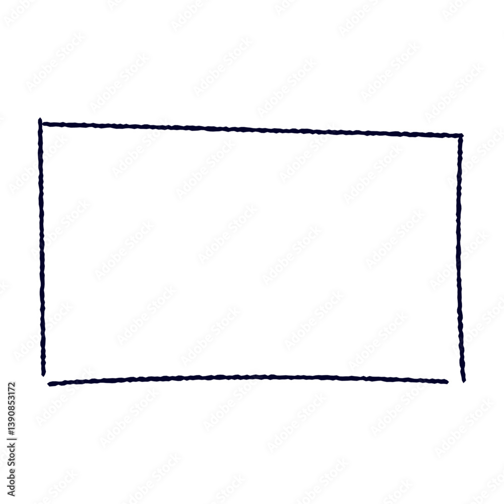 Poster hand drawn rectangular frame with rough brush strokes, sketchy pencil and marker border, scribbled s