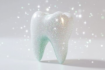 A sparkling, glitter-covered tooth, symbolizing oral hygiene and healthy smiles.