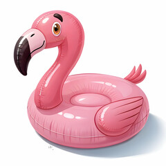 Obraz premium Pink flamingo inflatable buoy ring isolated