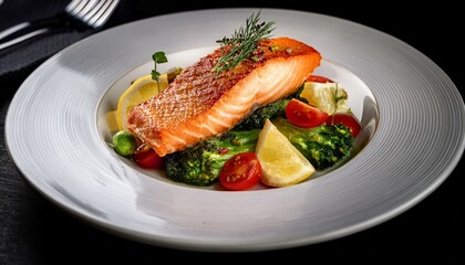 grilled salmon with vegetables