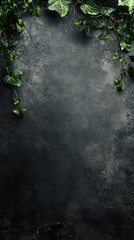Ivy's Embrace: A close-up shot of a rustic grey surface, gently caressed by delicate ivy vines, their vibrant green leaves adding a touch of natural beauty and depth to the composition.