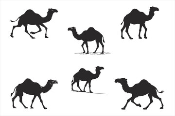 et of vector silhouettes of camels