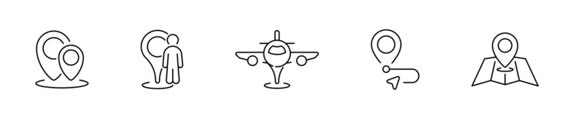 Location vector icons collection. Outline location icons. Editable stroke location icons. Location symbols.