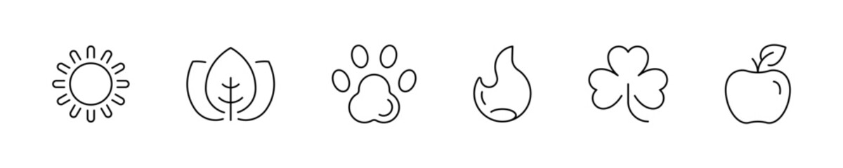 Nature vector icons. Outline Nature  icons. Editable stroke Nature icons