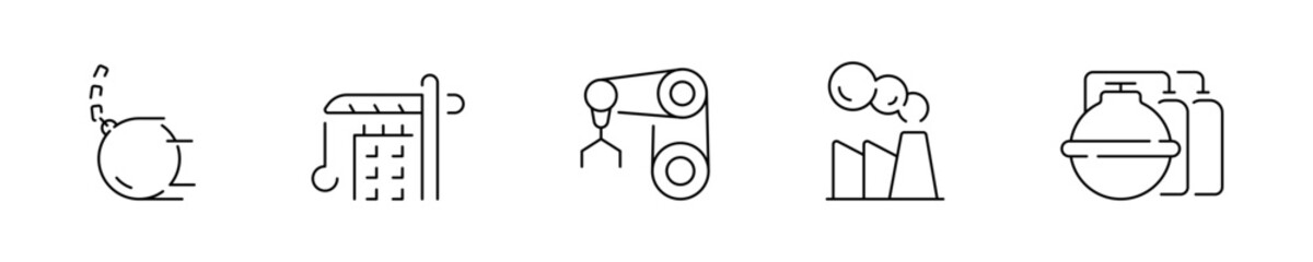 Manufacturing vector icons. Outline manufacturing  icons. Editable stroke manufacturing icons