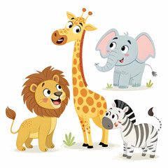 Fototapeta premium Set of simple cute animals cartoon character
