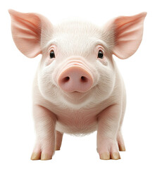 Cute pig standing with a cheerful expression on a white background Generative AI
