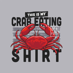 Vibrant illustration of a red crab on a textured gray backdrop with playful typography © esa