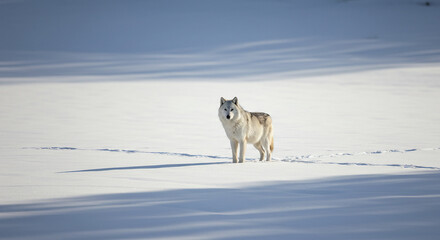 dire wolf standing on snowy land