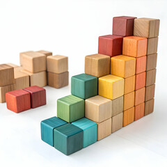 Obraz premium Close-up of stacked wooden blocks on table